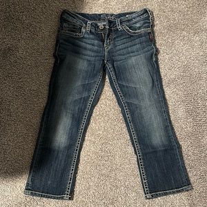 Silver Jeans Aiko Capri Cropped Women's Jeans Size W27 Mid Rise Whiskering